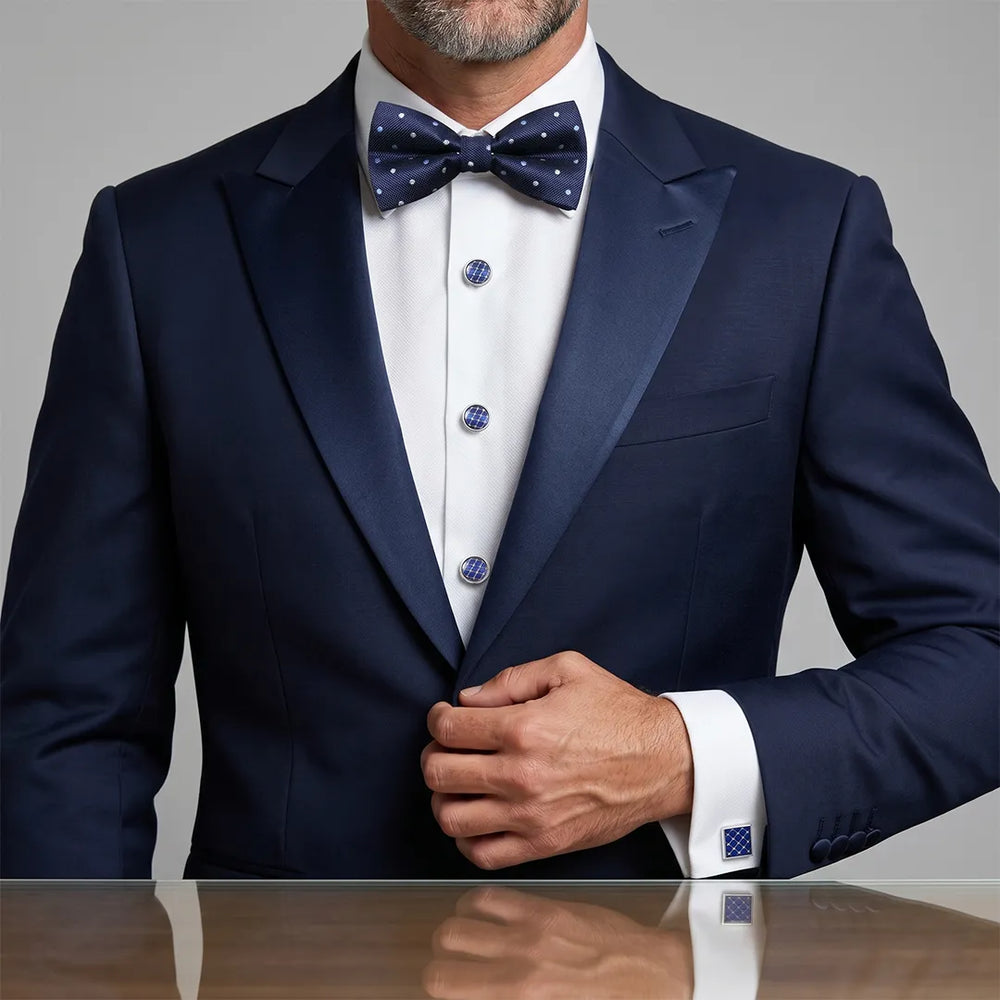 Blue Enamel Shirt Stud & Cufflink Set | Wedding & Formal