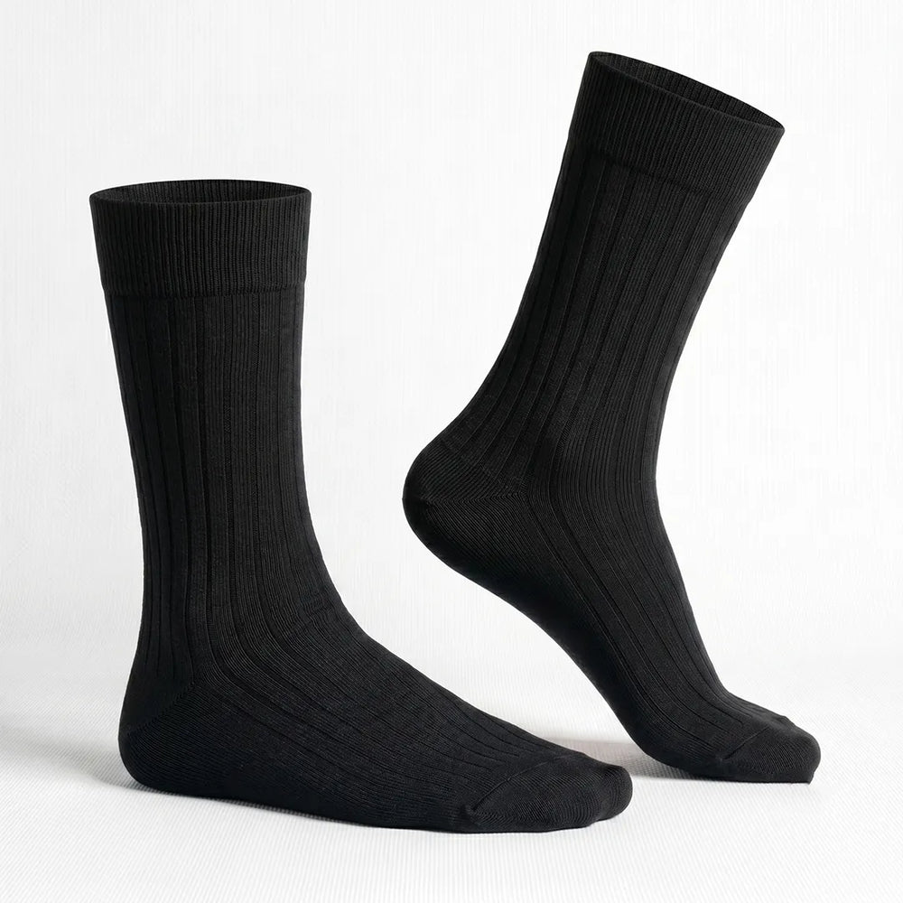 Men's Black Ribbed Socks | Formal & Daily Wear
