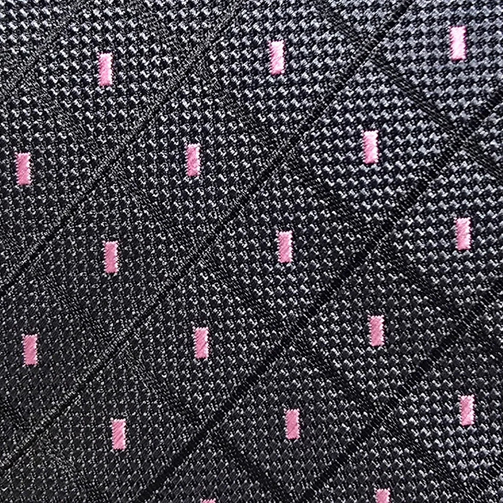 Black & Pink Diamond Tie Set | Wedding & Formal Accessory Set