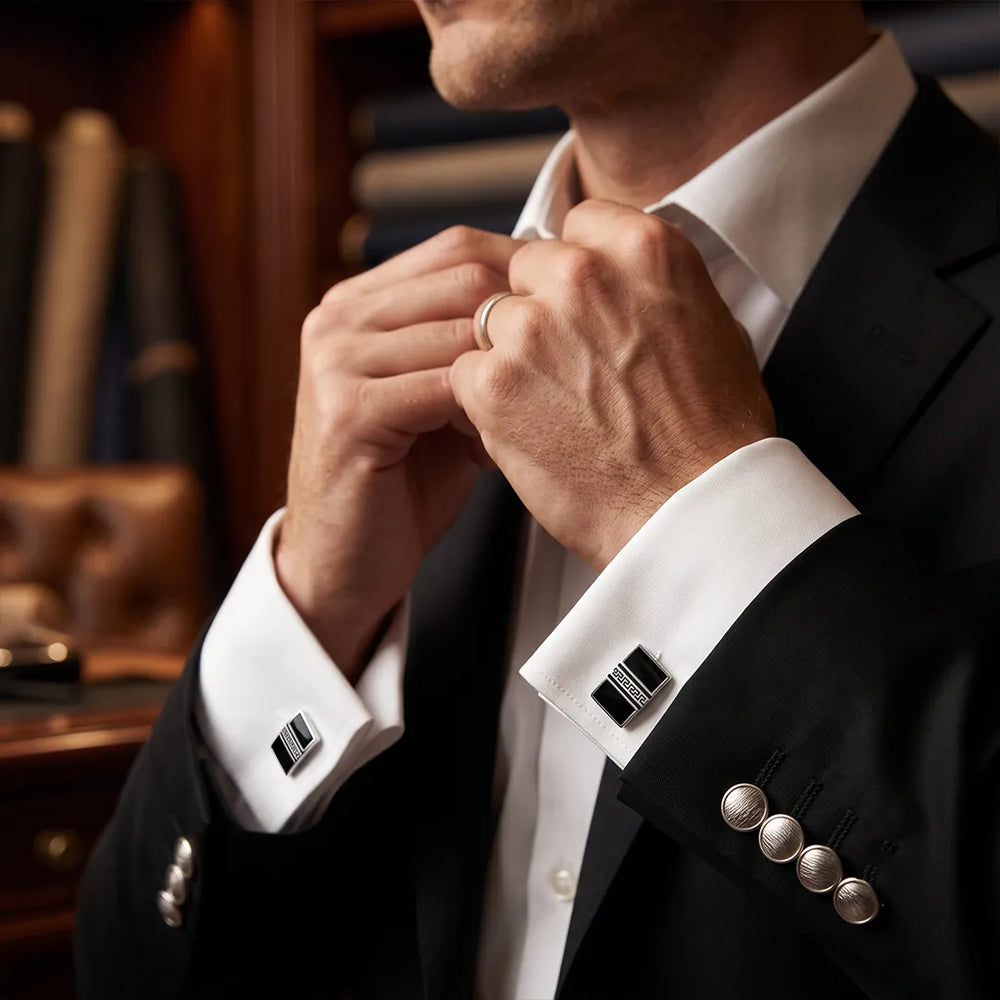 Sailor Australia Greek Key Cufflink & Tie Clip Set | Wedding & Formal