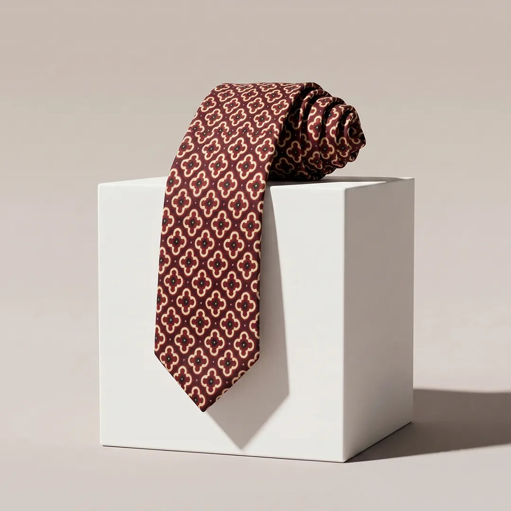 Burgundy Quatrefoil Necktie | Sailor Australia