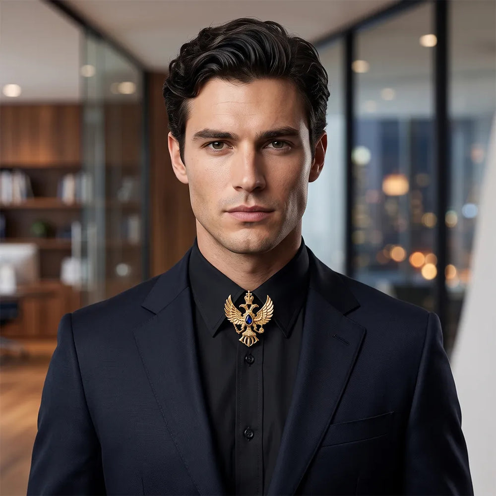 Gold Crest Eagle Collar Pin | Formal & Wedding Accessory