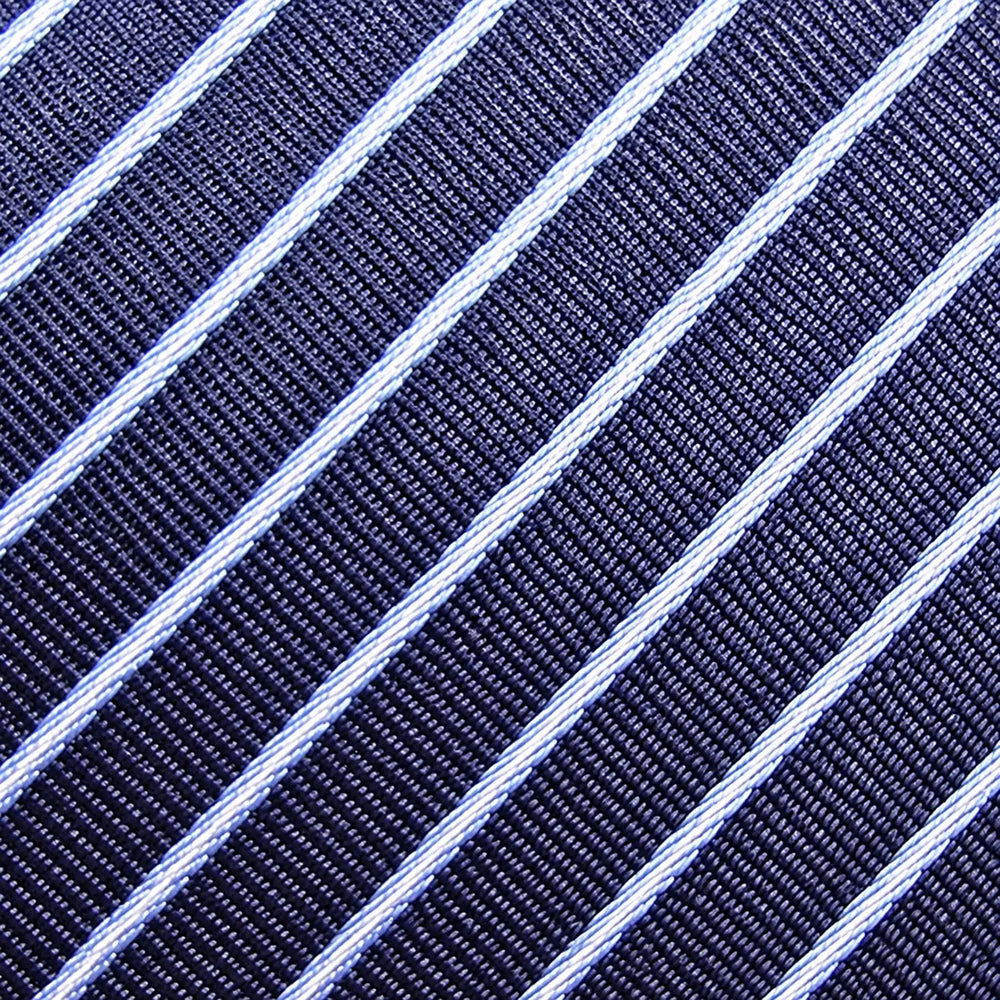 Navy & White Stripe Tie Set | Wedding & Formal Accessory Set