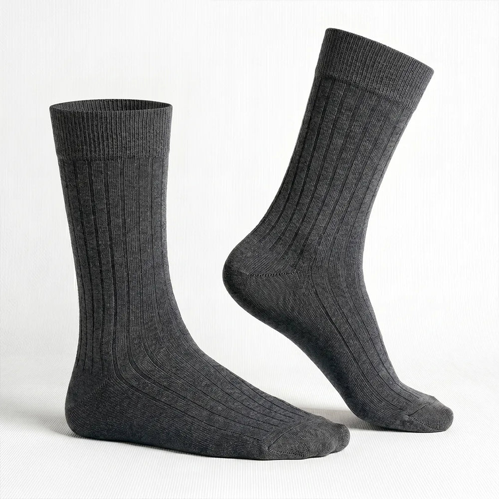 Men's Dark Grey Ribbed Socks | Formal & Daily Wear