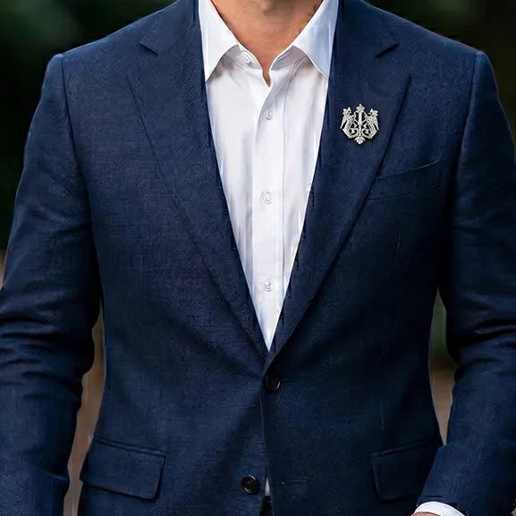 Silver Winged Crest Lapel Pin | Formal & Wedding Accessory