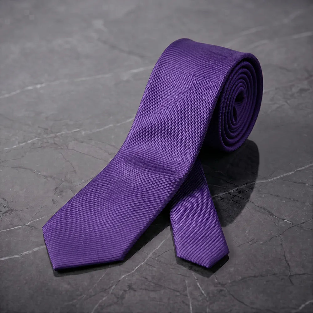 Purple Twill Skinny Tie | Polyester Wedding & Formal Necktie