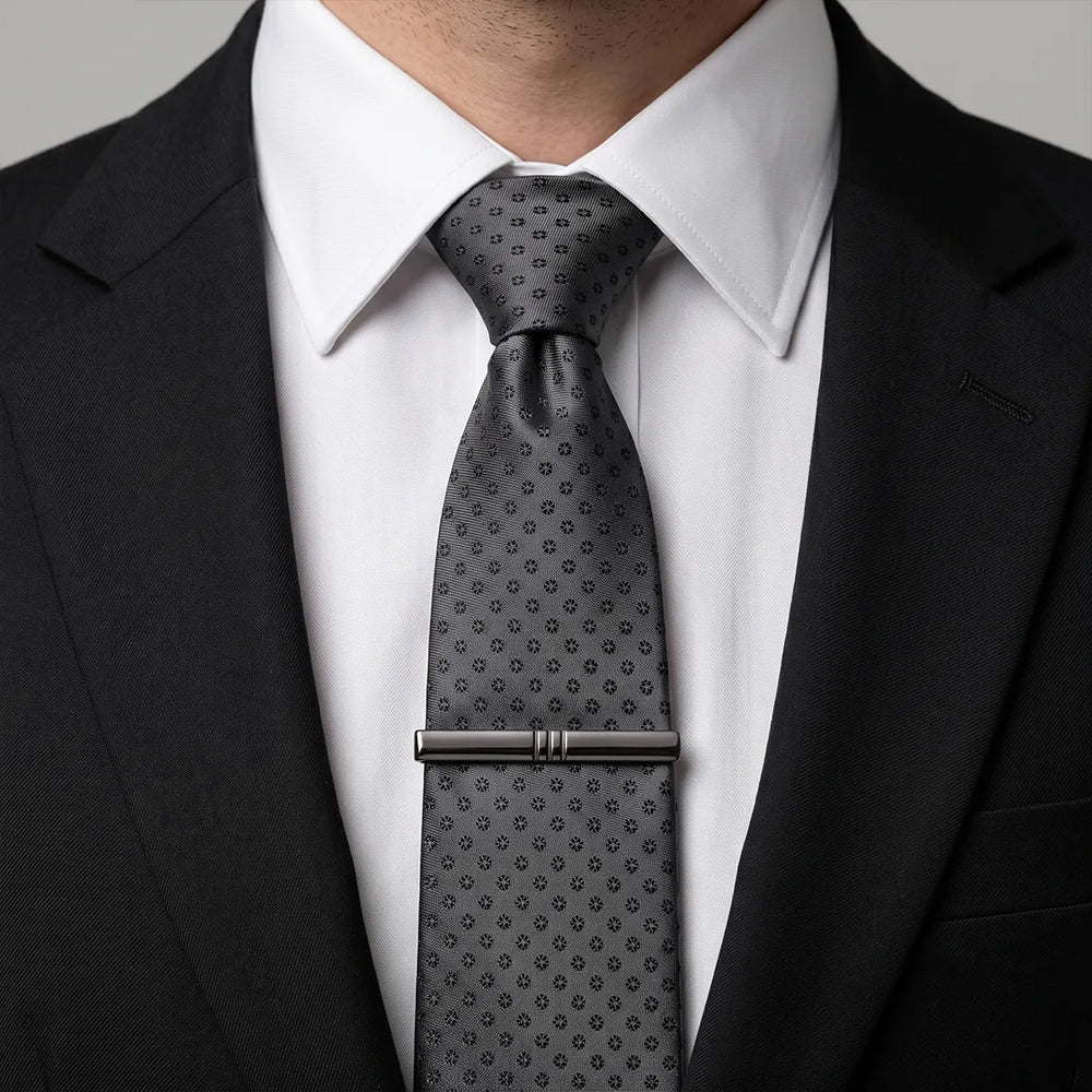 Men's Gunmetal Striped Cufflinks and Tie Clip Set with Gift Box | Sailor Australia