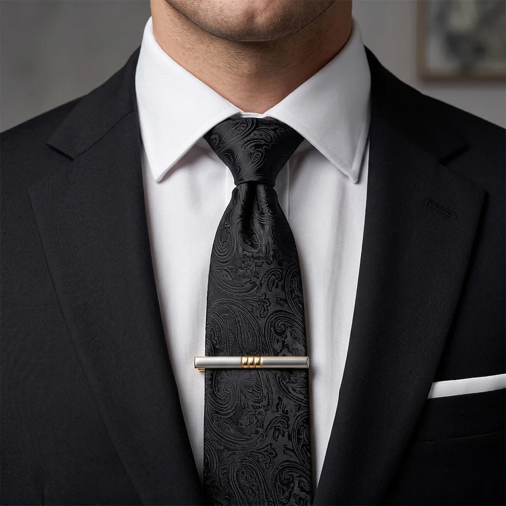 Men's Two-Tone Ribbed Band Tie Clip | Sailor Australia
