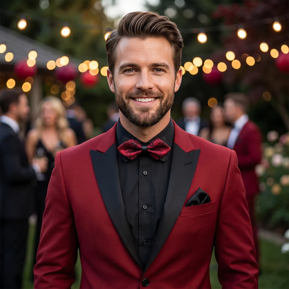 Red Paisley Diamond Bow Tie | Wedding & Formal
