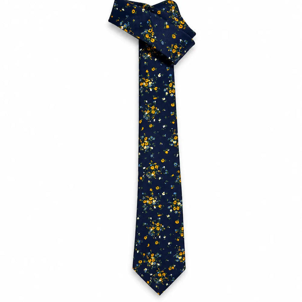 Navy Floral Print Necktie | Sailor Australia