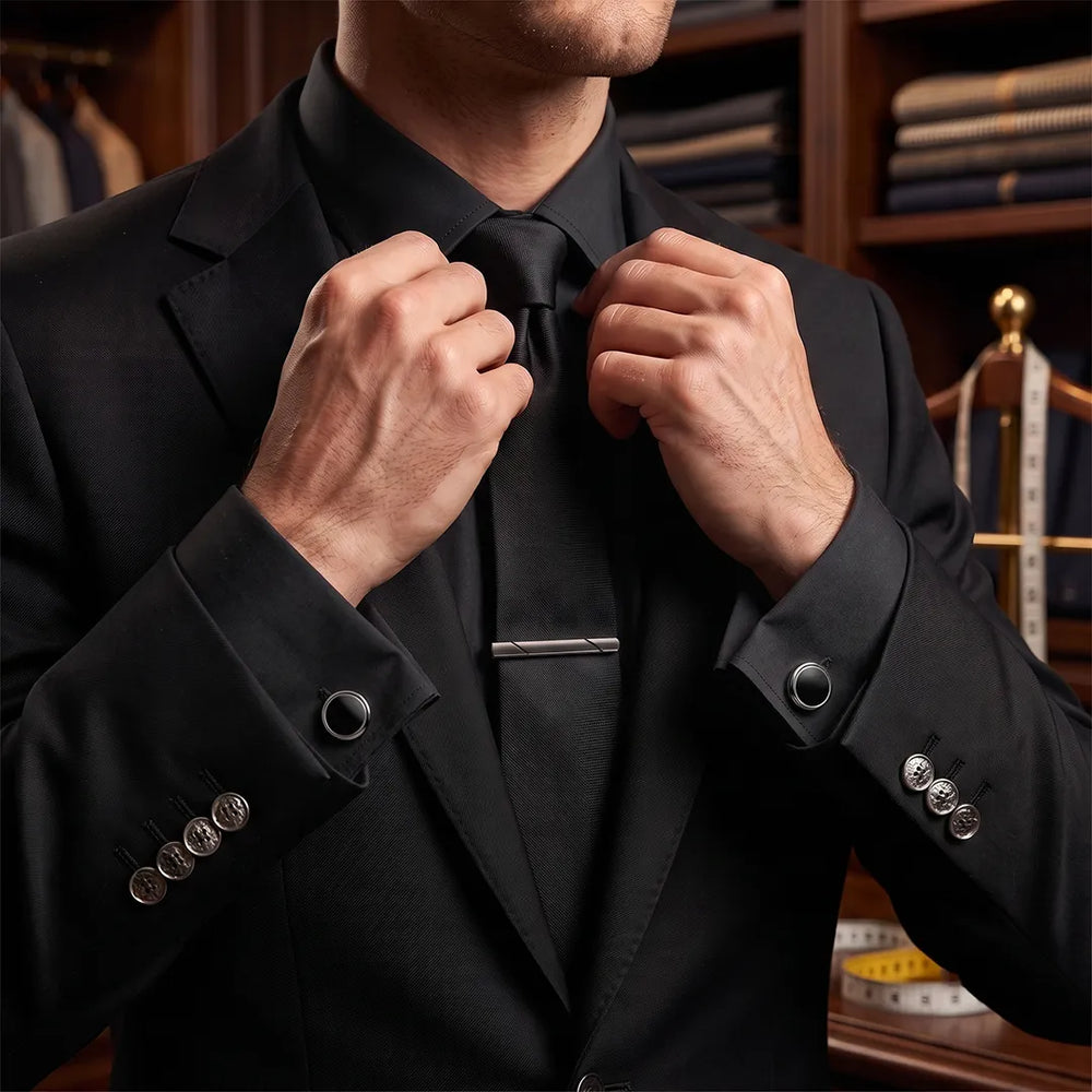 Men's Round Enamel Cufflinks and Tie Clip Set with Gift Box | Sailor Australia