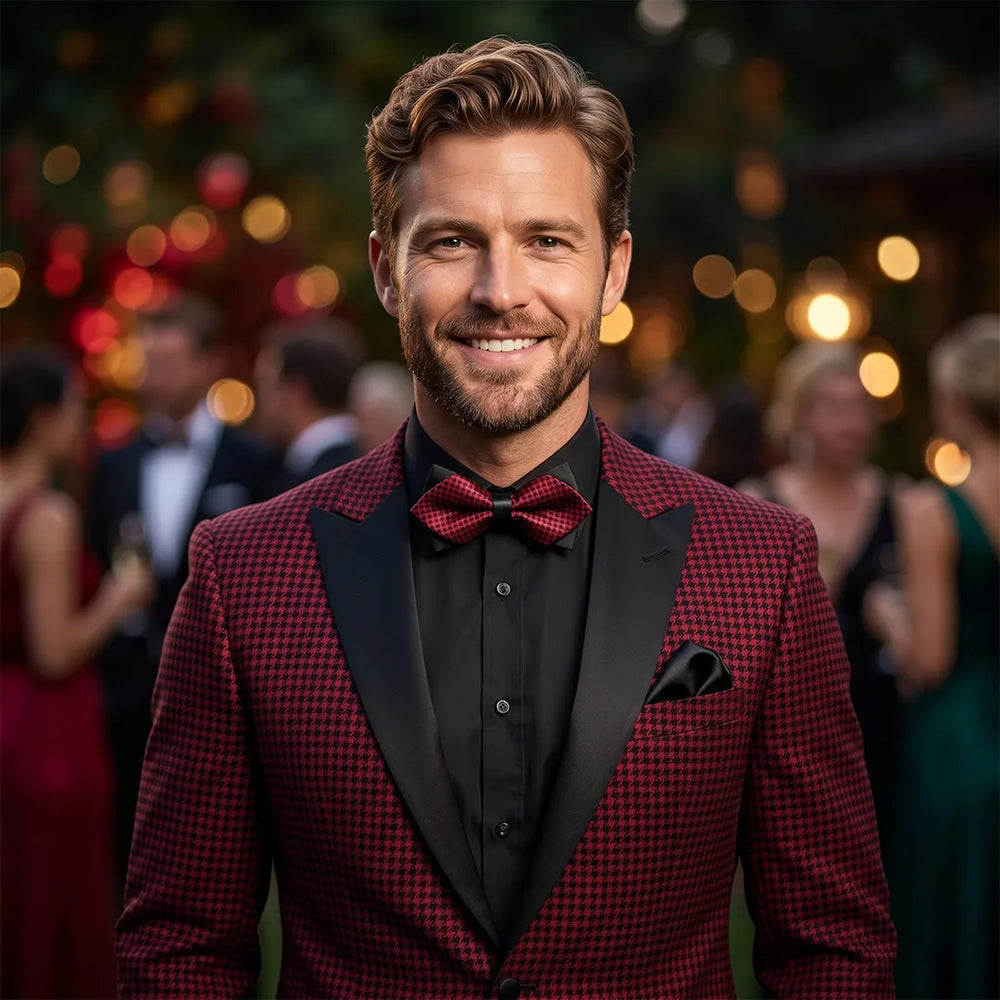 Red & Black Diamond Bow Tie | Wedding & Formal