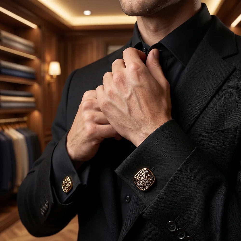 Gold Vintage Baroque Filigree Scroll Cushion Cufflinks | Sailor Australia