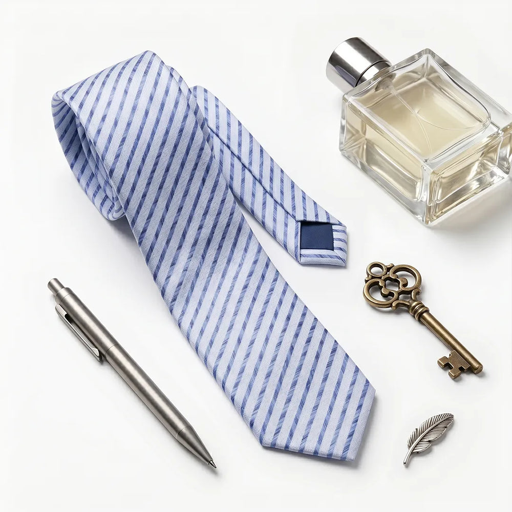 Ice Blue & Navy Segmented Stripe Necktie | Sailor Australia