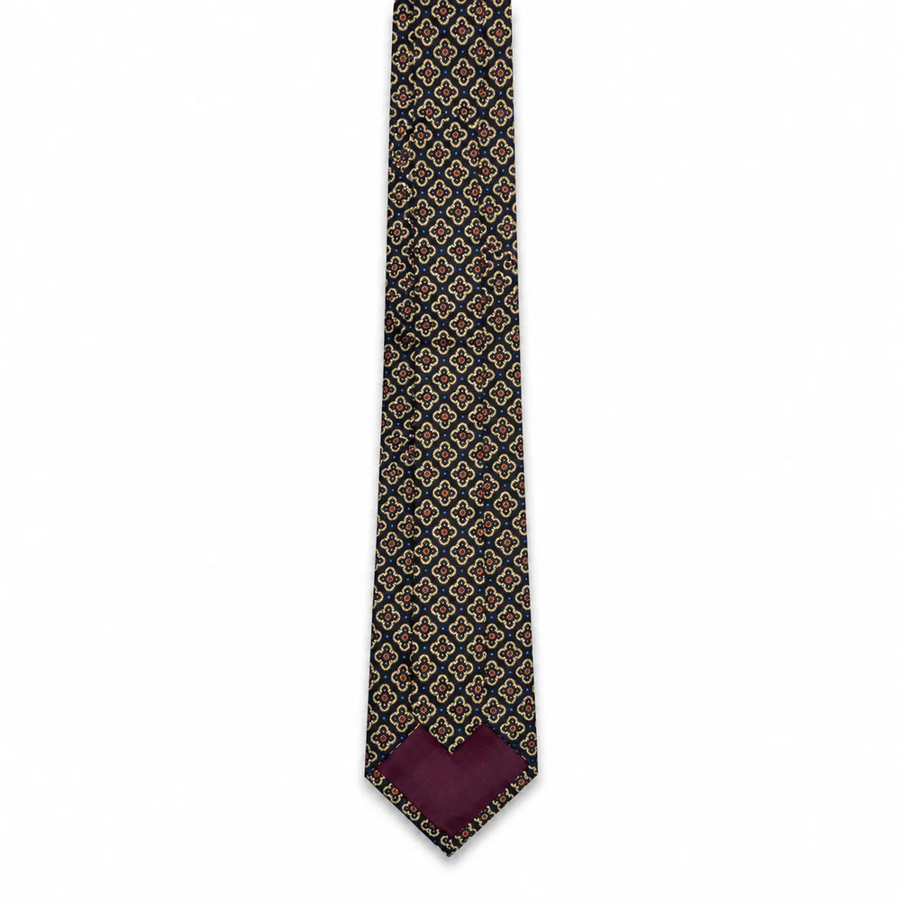 Navy Quatrefoil Floral Necktie | Sailor Australia