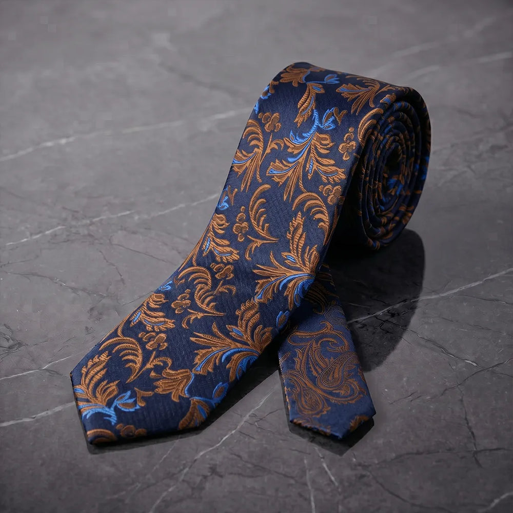Navy & Gold Baroque Necktie | Sailor Australia
