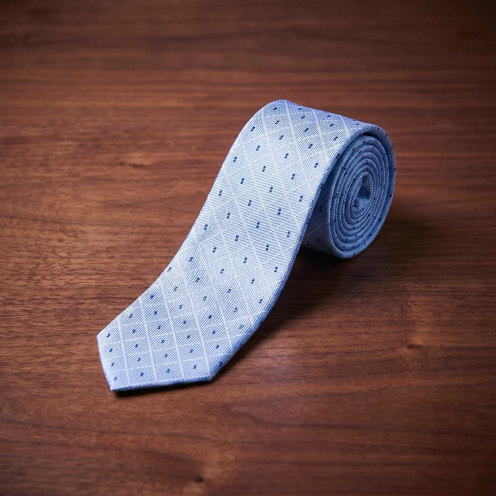 Ice Blue Diamond Grid Necktie | Sailor Australia
