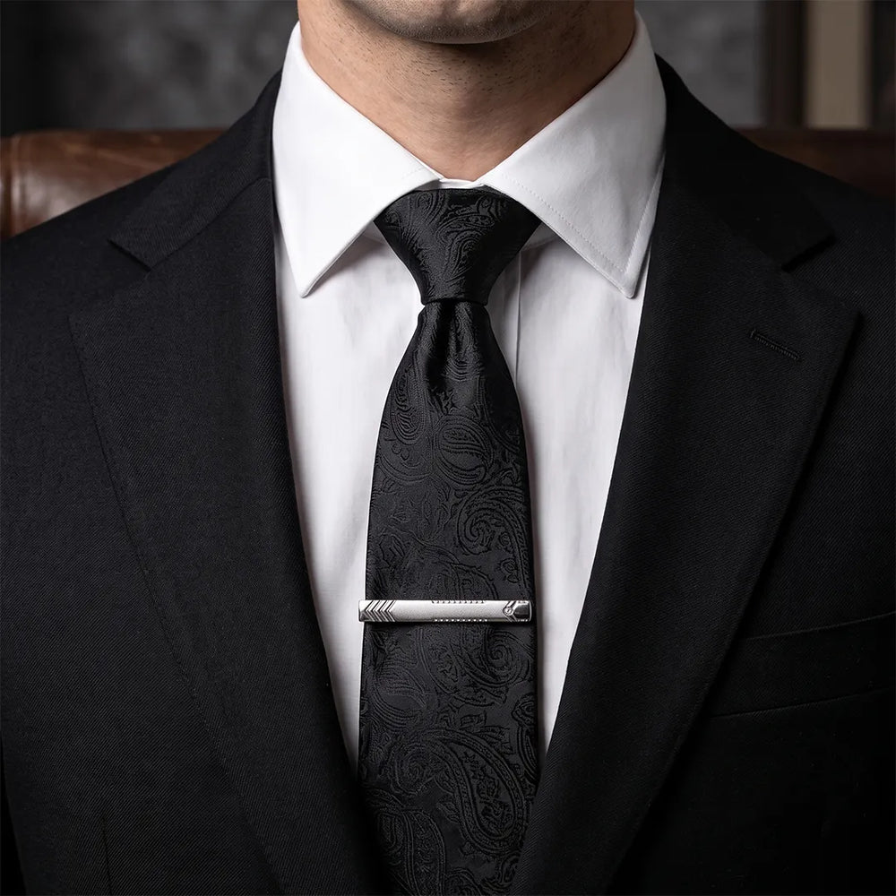 Men's Silver Geometric Chevron Crystal Tie Clip | Sailor Australia