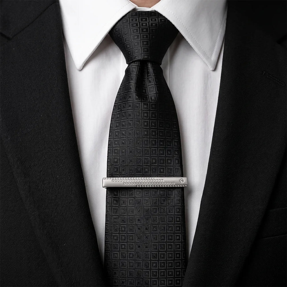 Men's Silver Grid Crystal Tie Clip | Sailor Australia