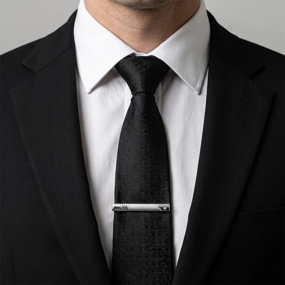 Men's Silver Wave and Crystal Accent Tie Clip | Sailor Australia
