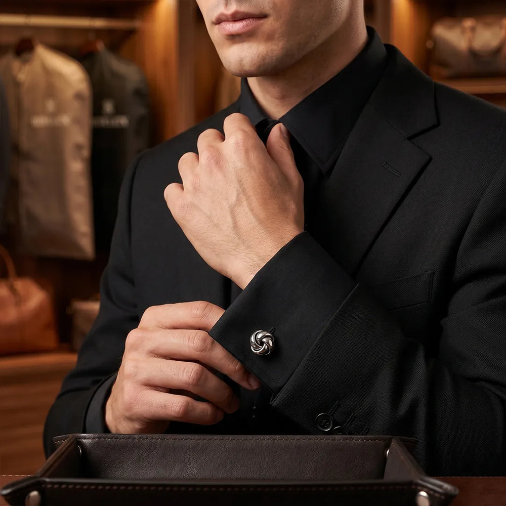 Silver Polished Love Knot Cufflinks | Sailor Australia