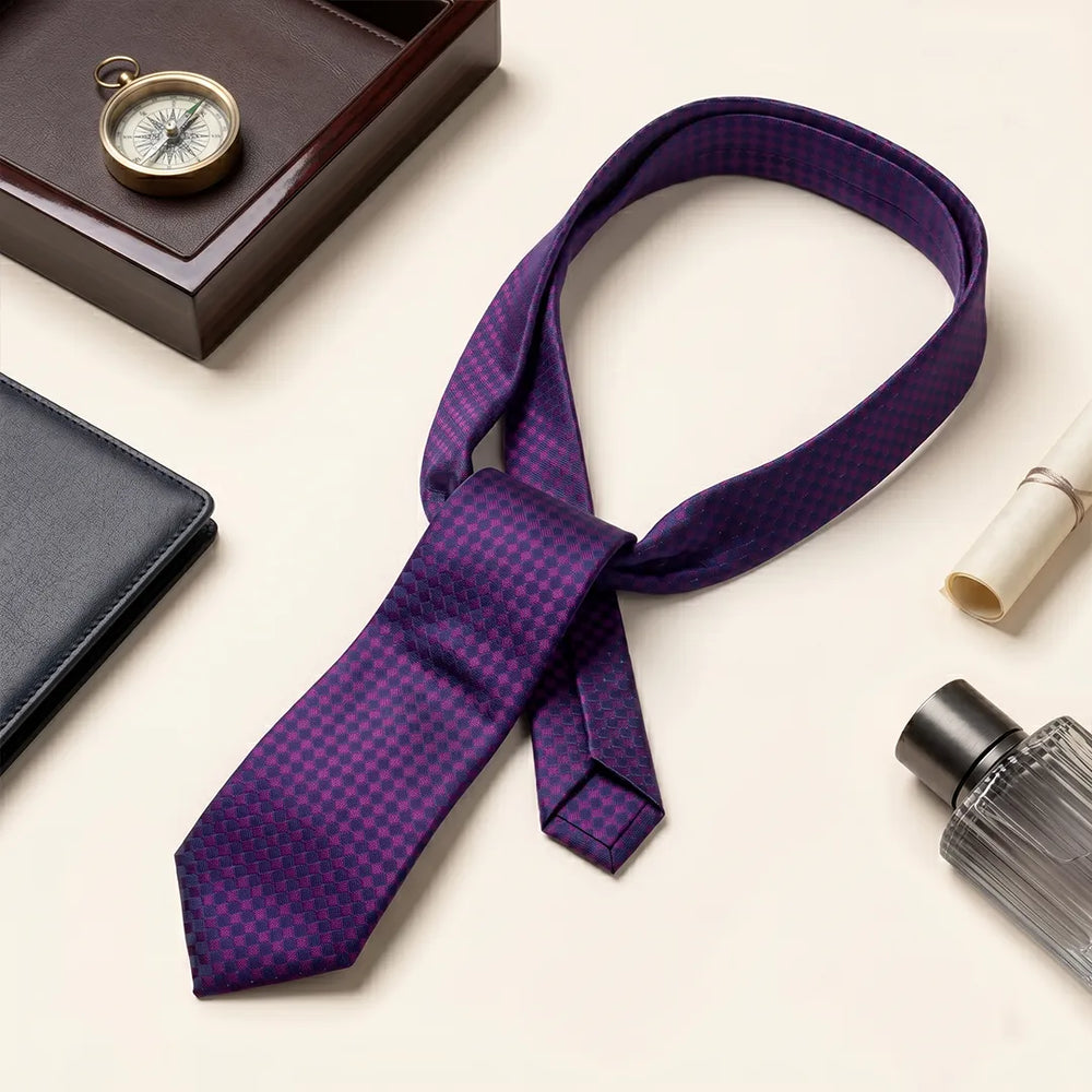 Deep Purple Checkerboard Necktie | Sailor Australia