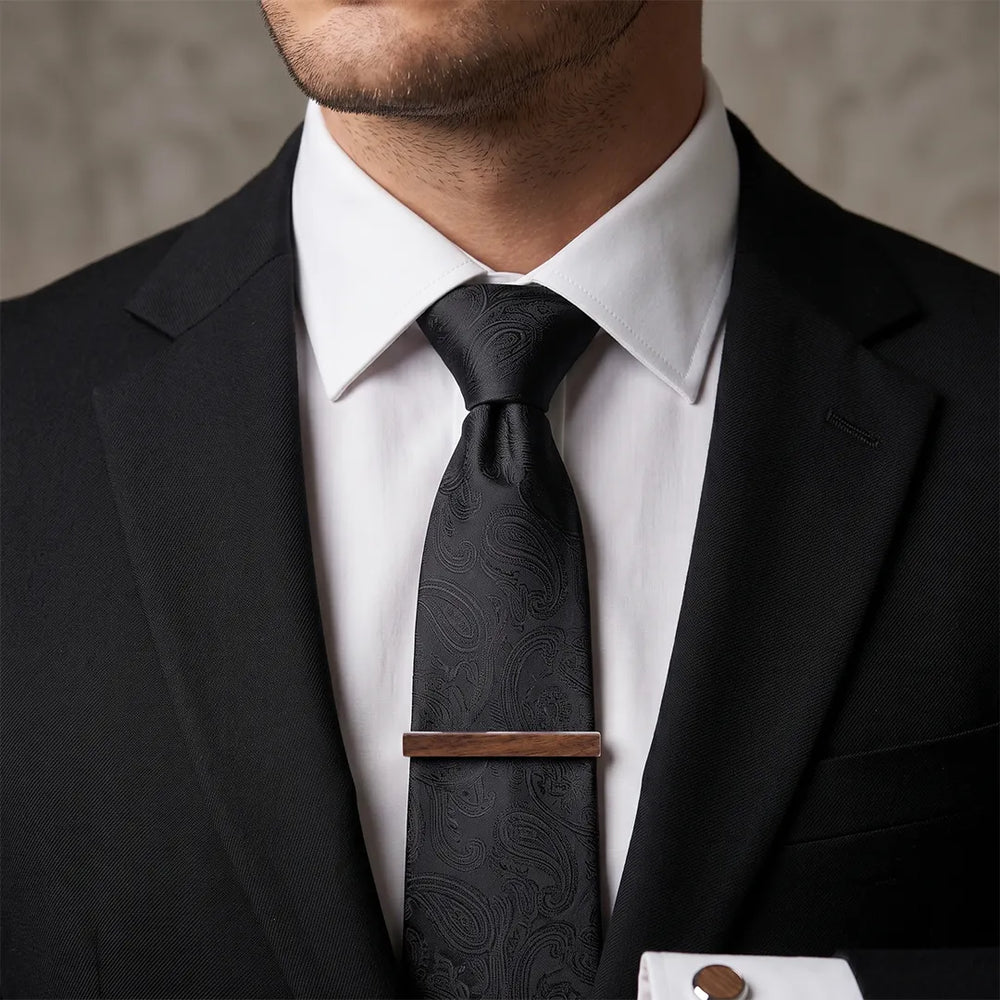 Men's Walnut Wood Cufflinks and Tie Clip Set with Gift Box | Sailor Australia