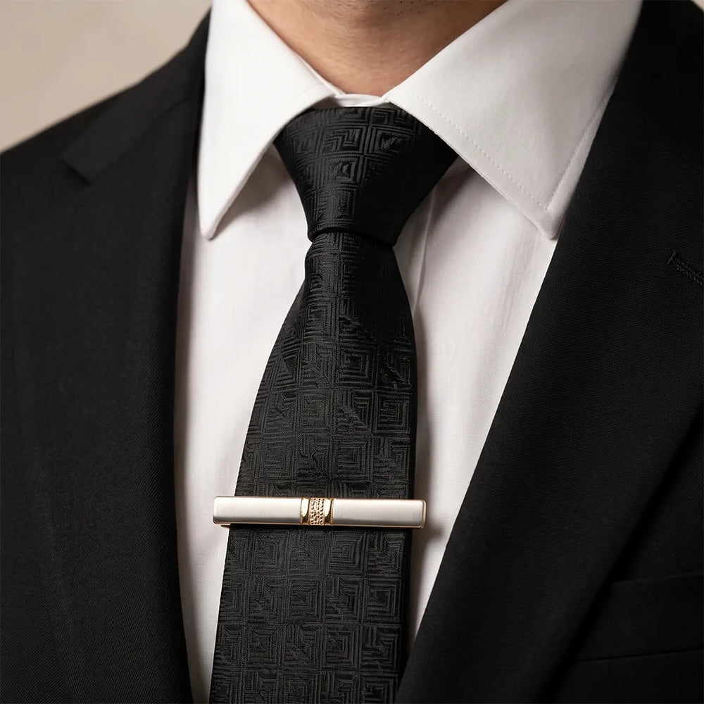 Men's Two-Tone Silver and Textured Gold Band Tie Clip | Sailor Australia