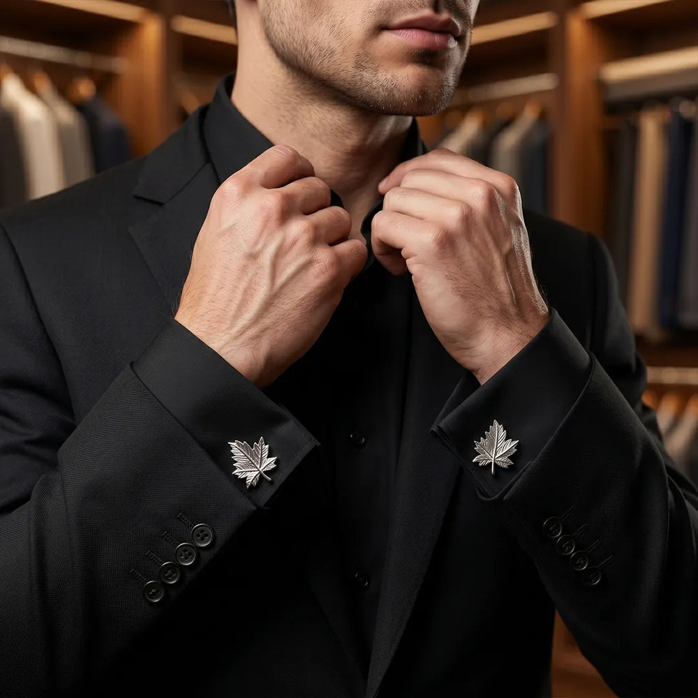 Silver Sculpted Maple Leaf Cufflinks | Sailor Australia