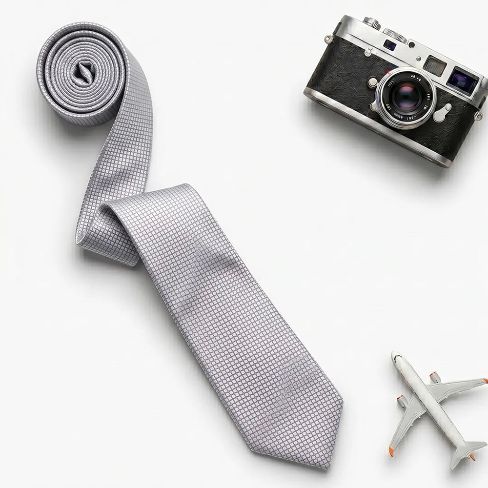Silver Micro Grid Necktie | Sailor Australia