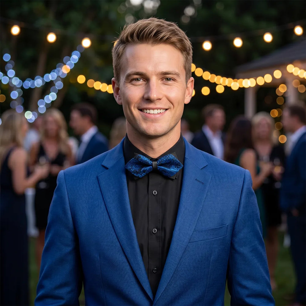 Royal Blue Paisley Diamond Bow Tie | Wedding & Formal