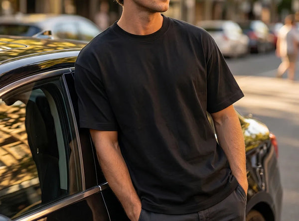 Men's Black Heavyweight Drop Shoulder T-Shirt | 285 GSM