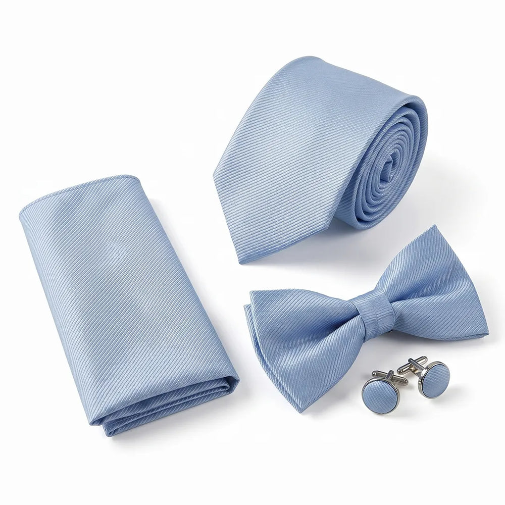 Powder Blue Twill Tie Set | Wedding & Formal Accessory Set
