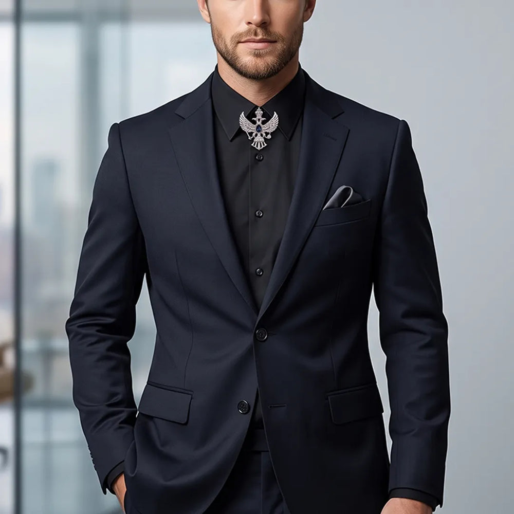 Silver Crest Eagle Collar Pin | Formal & Wedding Accessory