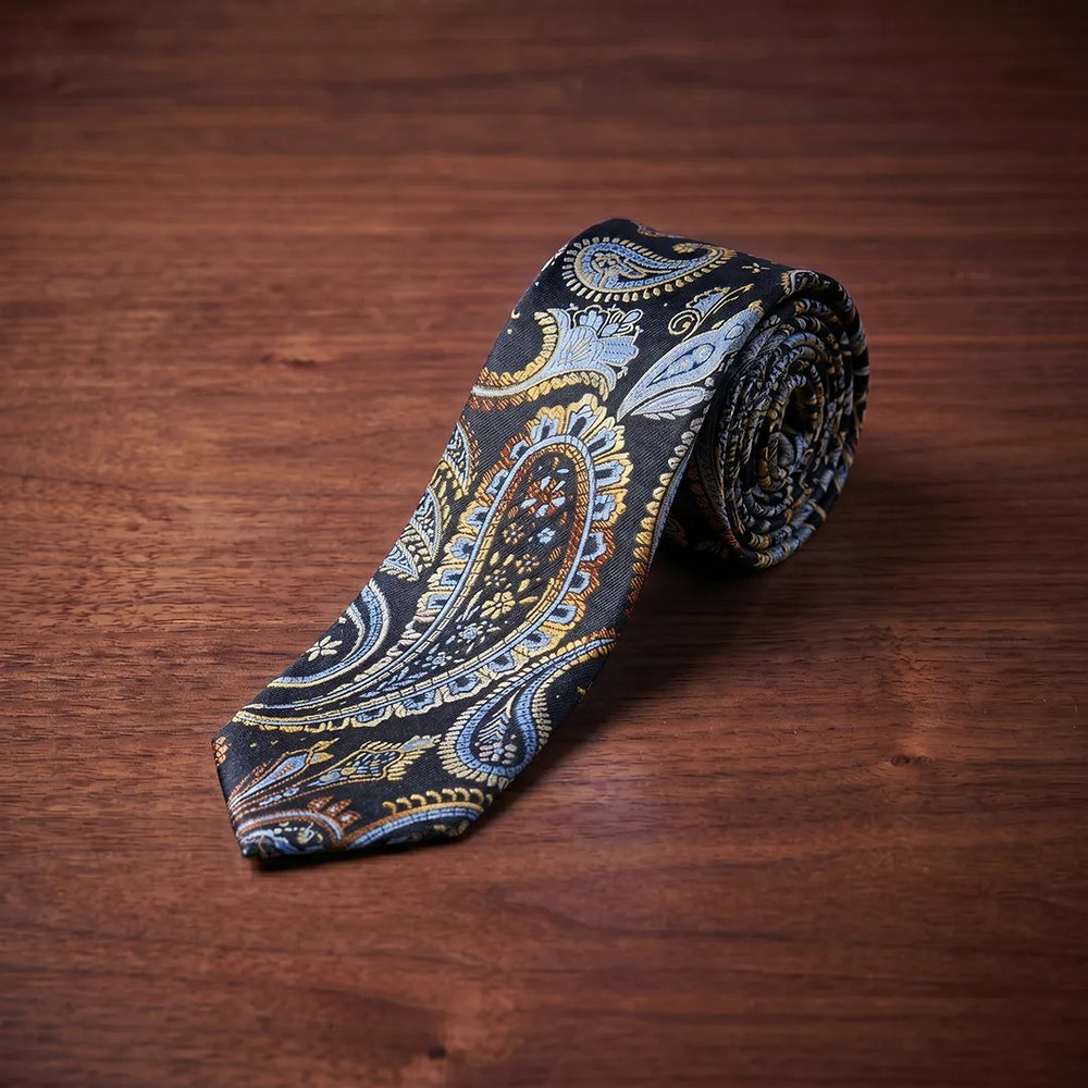 Black & Gold Ornate Paisley Necktie | Sailor Australia