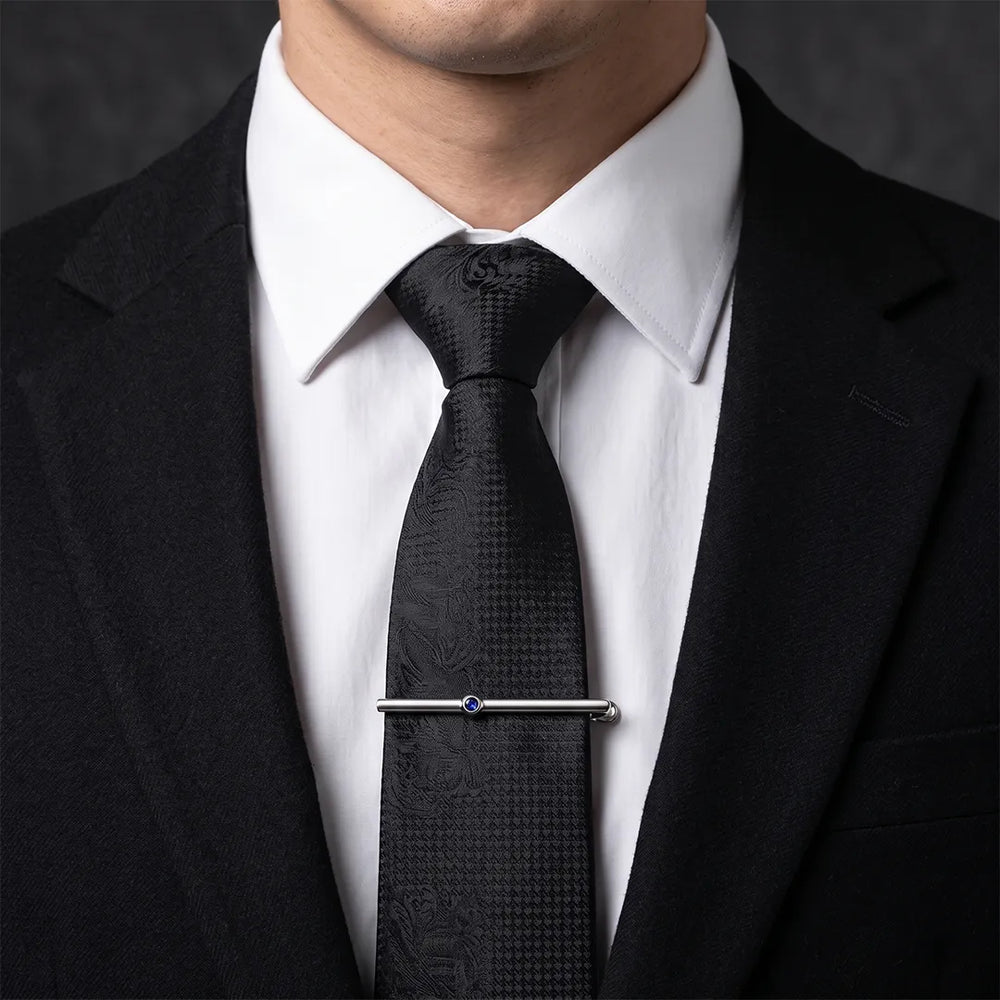 Men's Silver and Blue Crystal Tie Slide | Sailor Australia