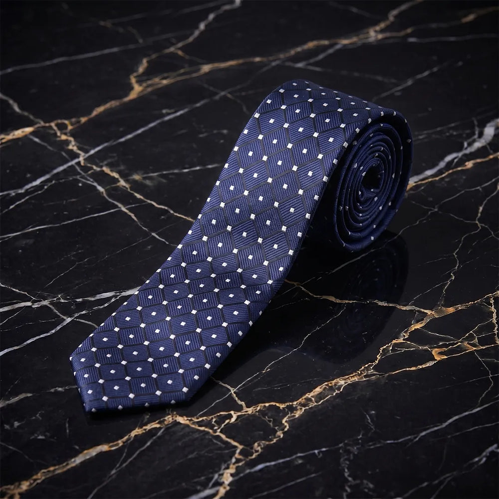 Navy Geometric Grid Necktie | Sailor Australia