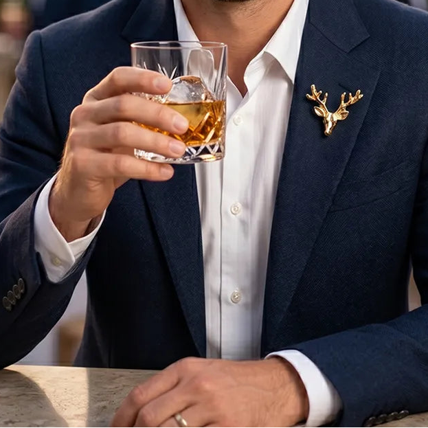 Gold Stag Head Lapel Pin | Formal & Wedding Accessory