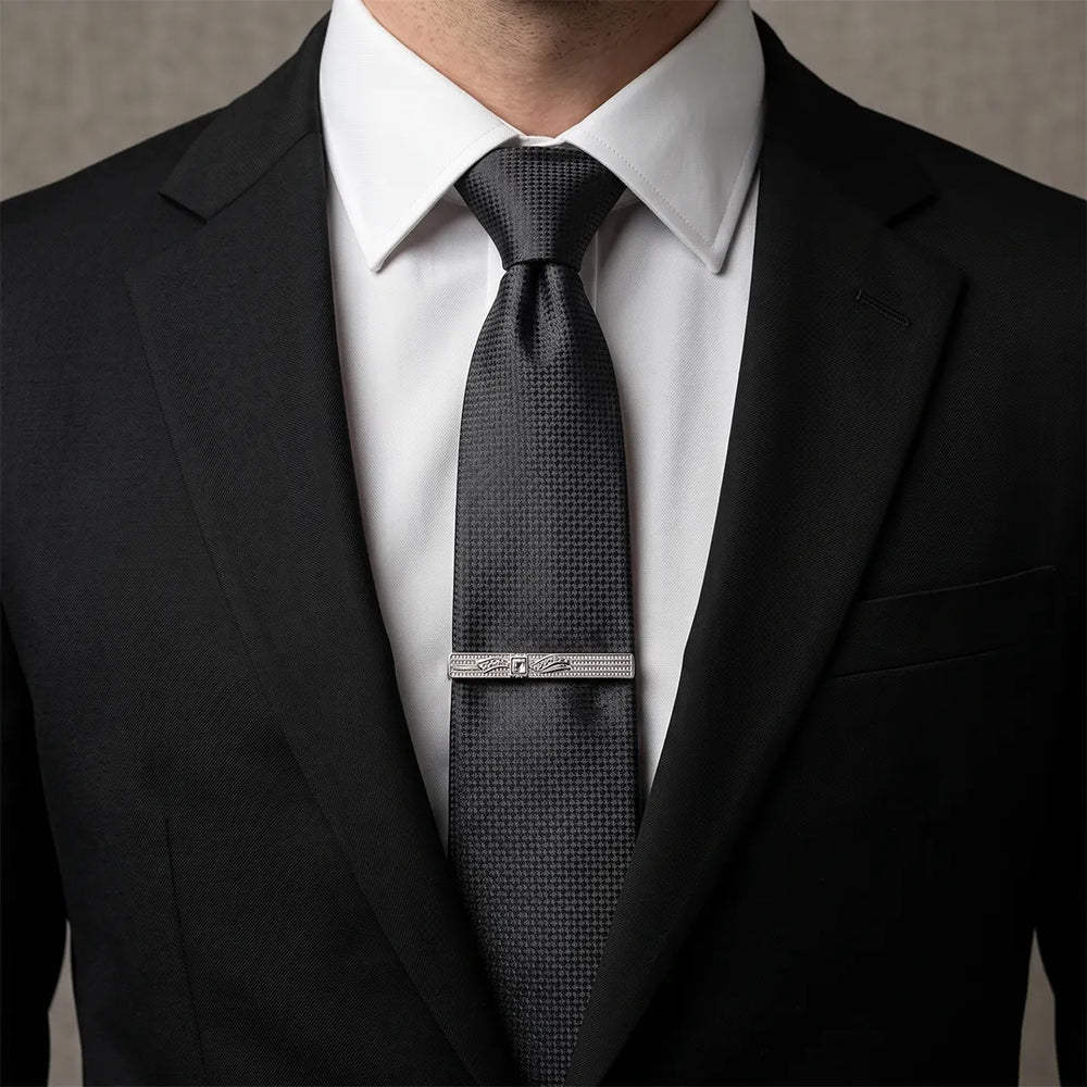 Men's Ornate Silver Crystal Tie Clip | Sailor Australia