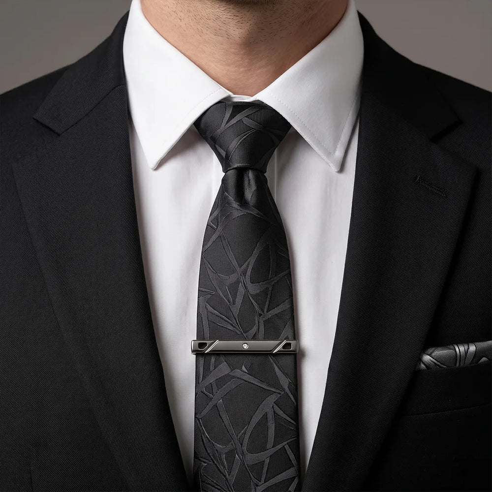 Men's Gunmetal Geometric Cufflinks and Tie Clip Set with Gift Box | Sailor Australia