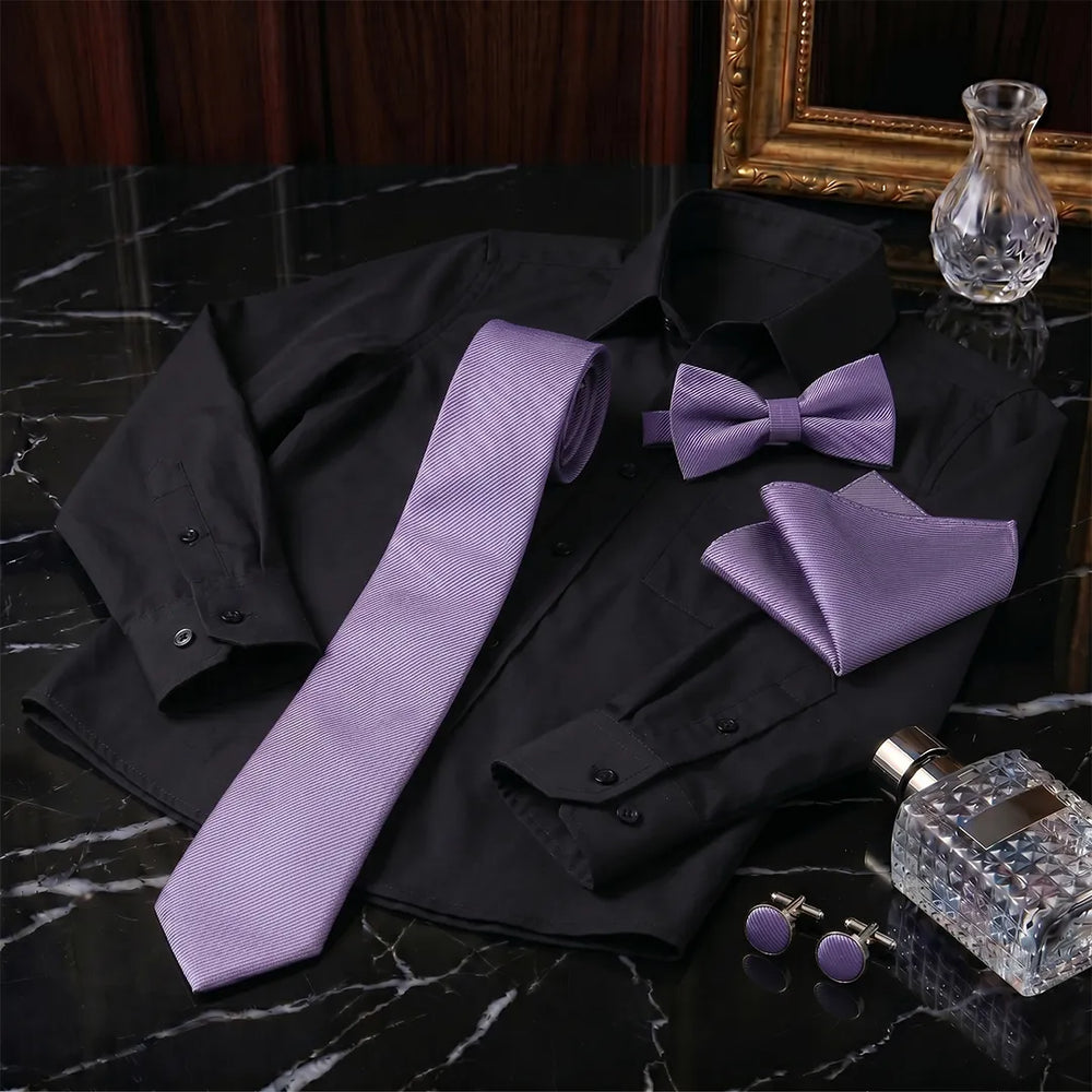 Lavender Twill Tie Set | Wedding & Formal Accessory Set