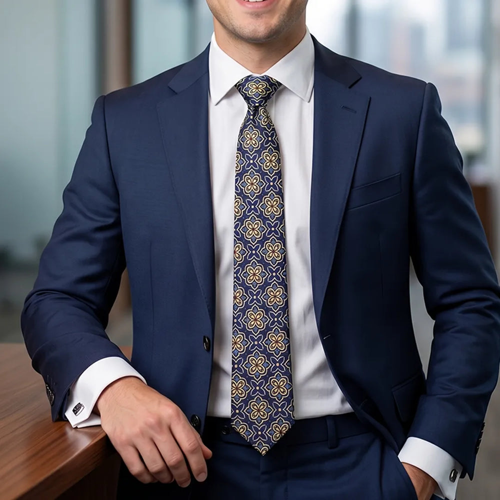 Navy Floral Medallion Necktie | Sailor Australia
