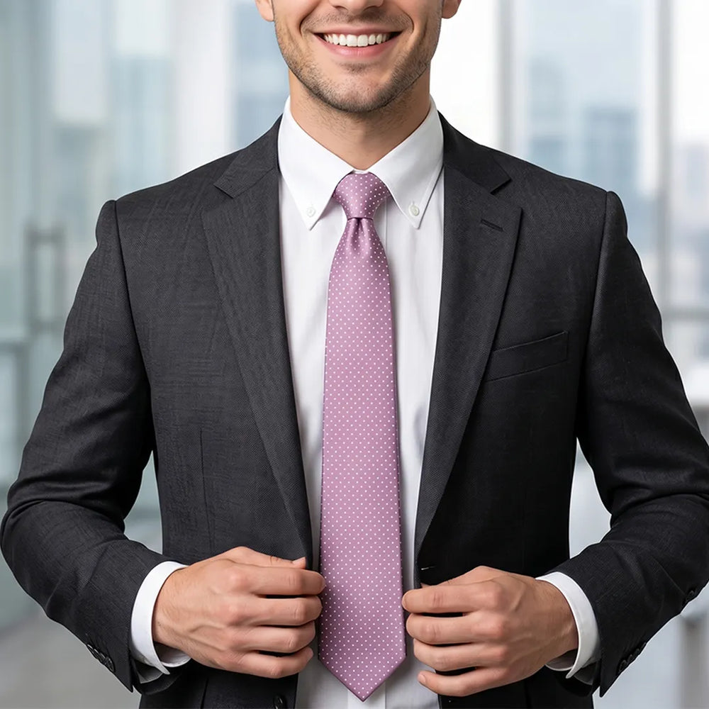 Lilac Silk Pin Dot Necktie | Sailor Australia
