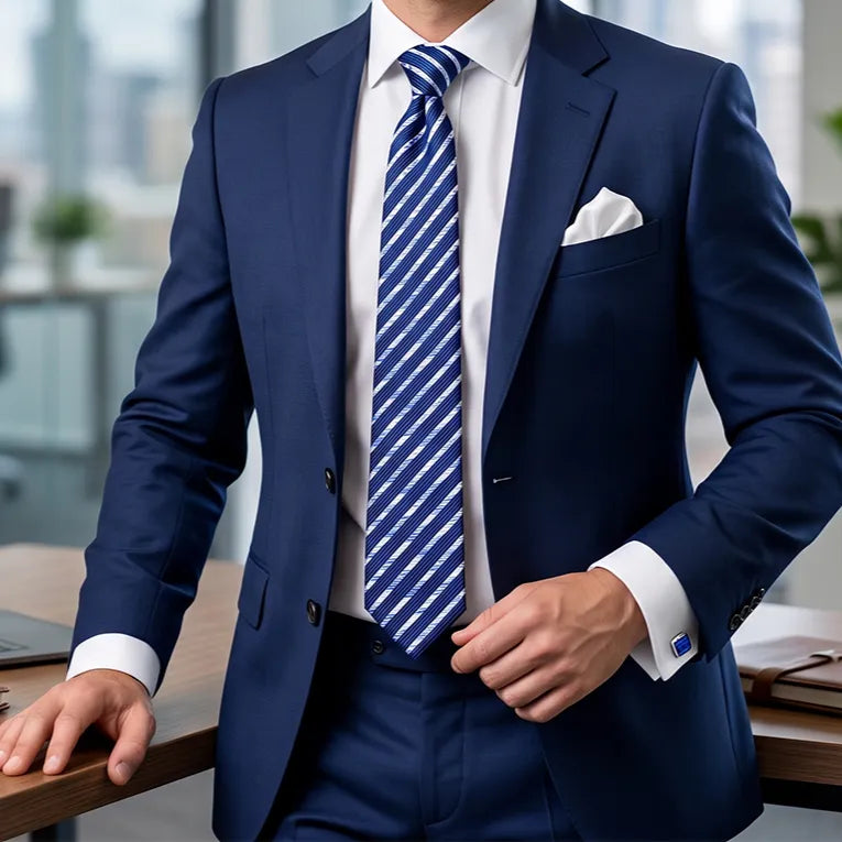 Navy & Cobalt Segmented Stripe Necktie | Sailor Australia