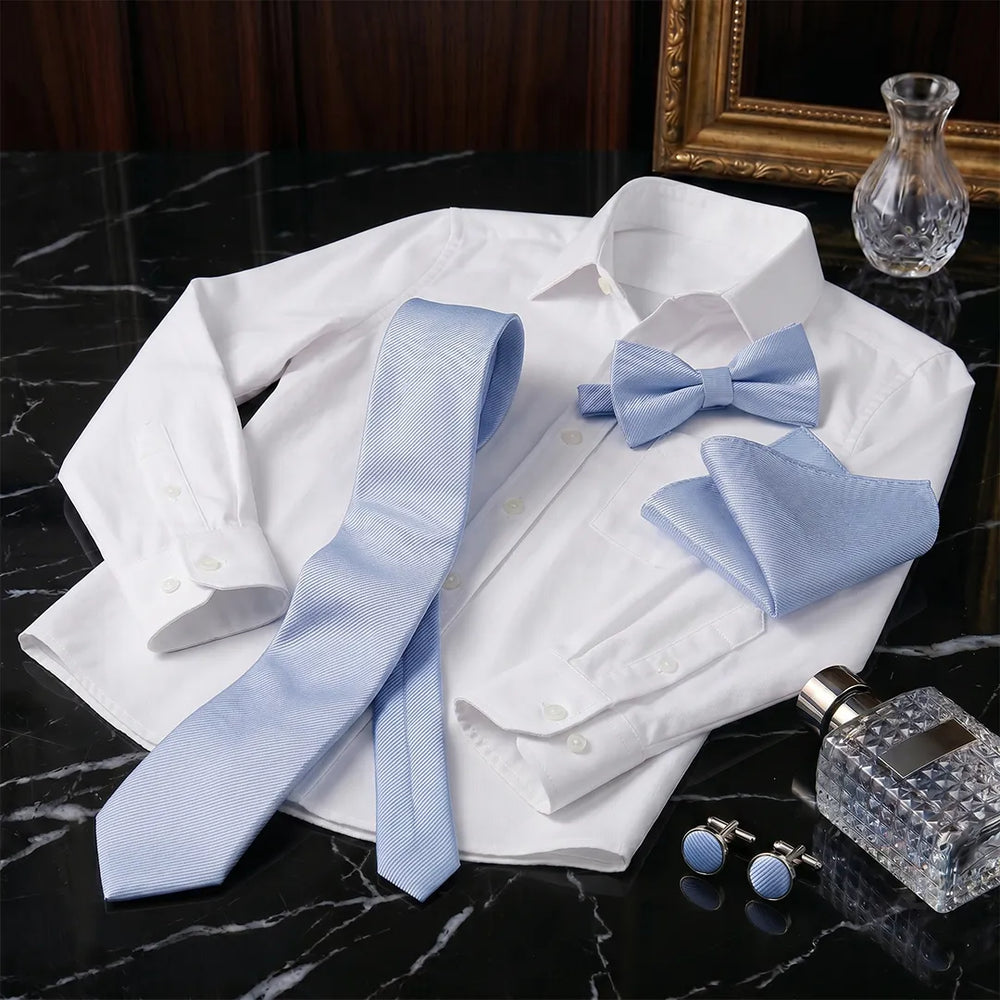 Powder Blue Twill Tie Set | Wedding & Formal Accessory Set