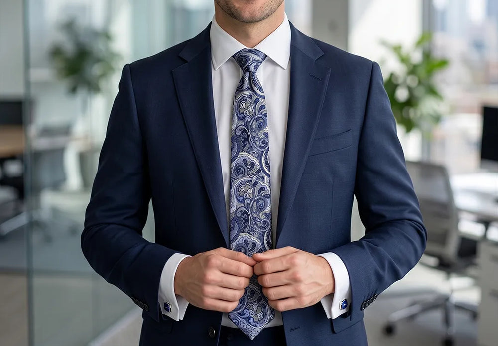 Blue & Gold Ornate Paisley Necktie | Sailor Australia