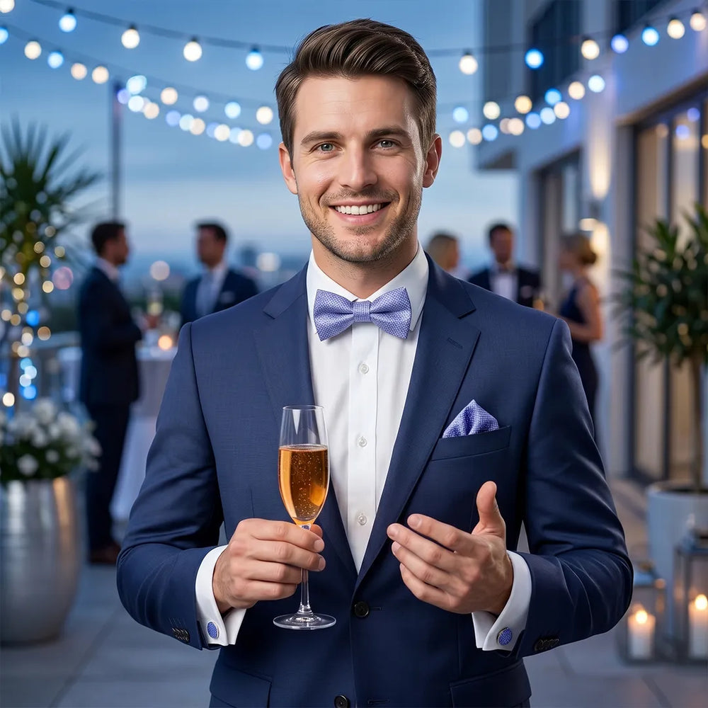 Periwinkle Blue Micro-Dot Tie Set | Wedding & Formal Accessory Set