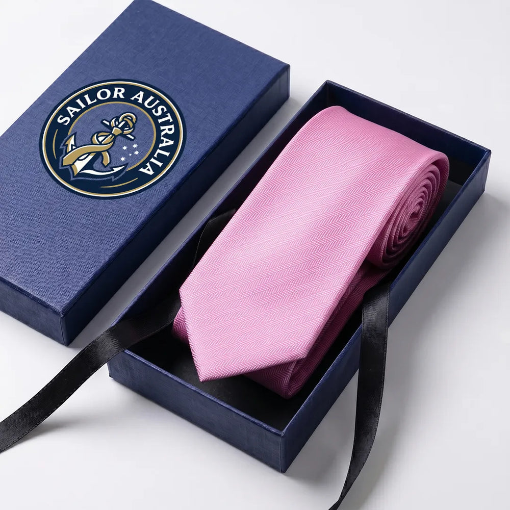 Pink Herringbone Skinny Tie | Polyester Wedding & Formal Necktie