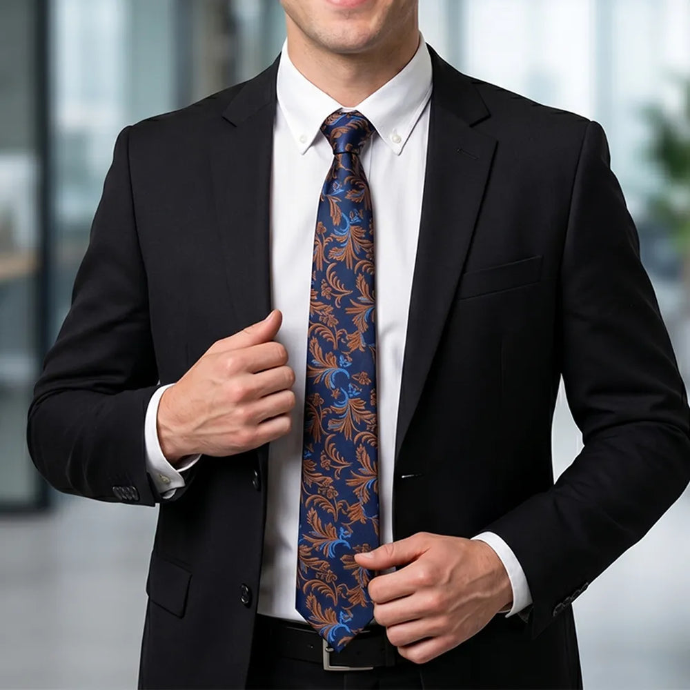 Navy & Gold Baroque Necktie | Sailor Australia
