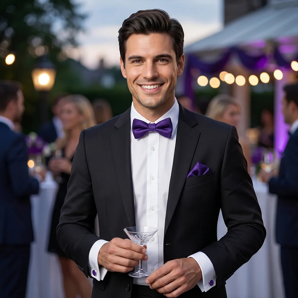 Purple Textured Tie Set | Wedding & Formal Accessory Set